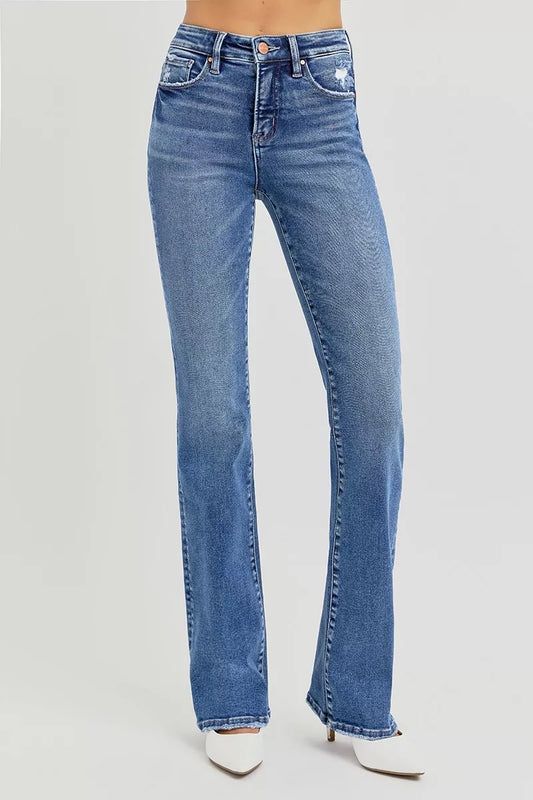 RISEN Full Size Tummy Control High Rise Straight Jeans Plus Size DARK / 0 