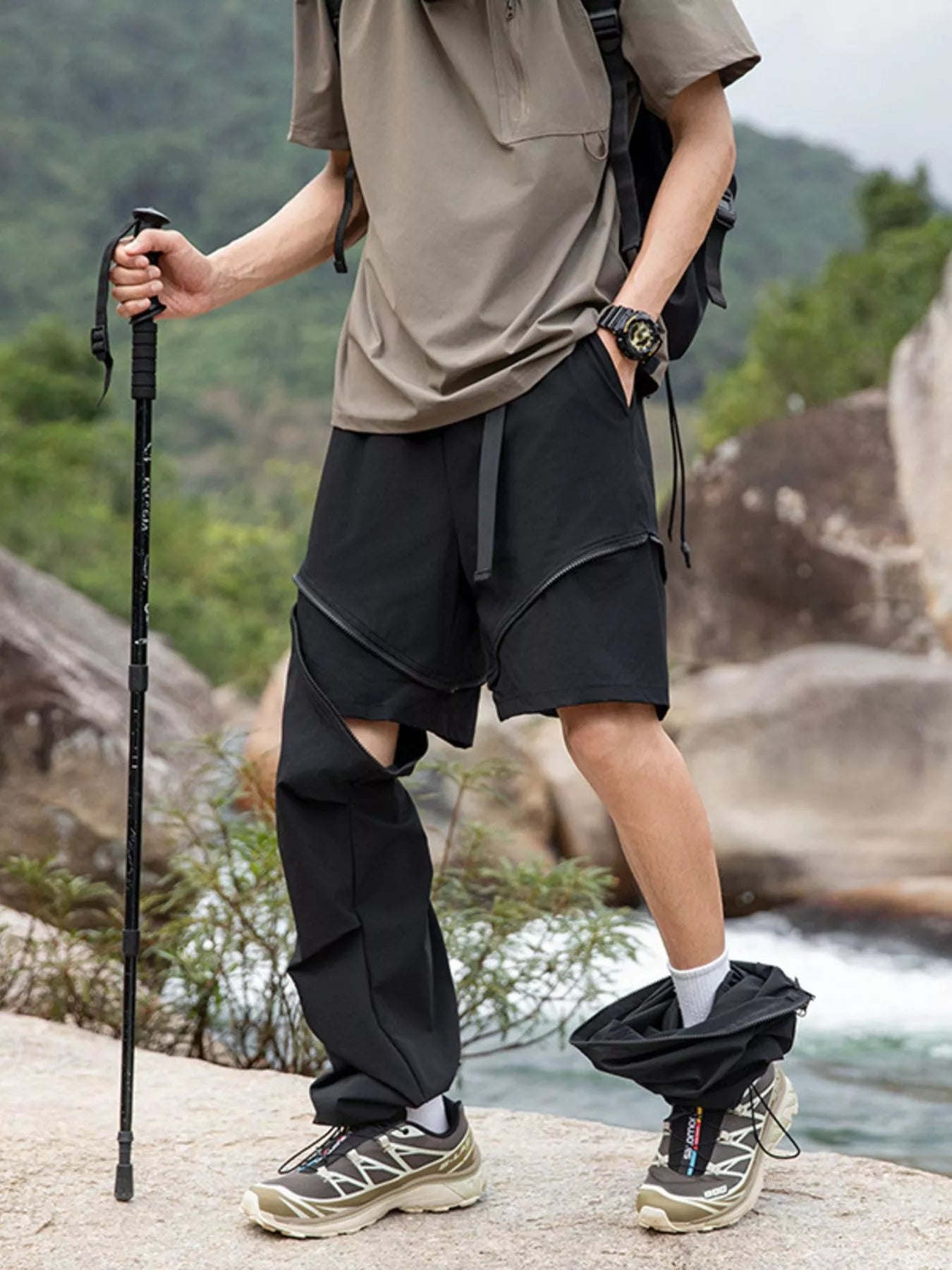 Men's Convertible Zip-Off Cargo Pants Obsidian Black / M 