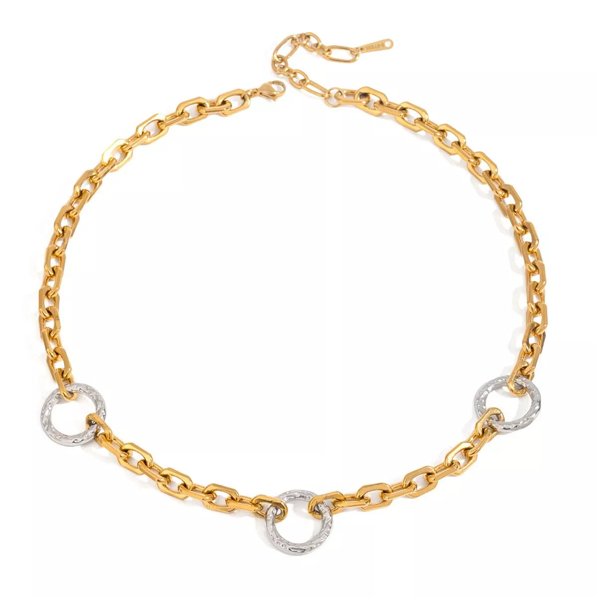Stainless Steel Chain Link Circle Necklace Gold / One Size 