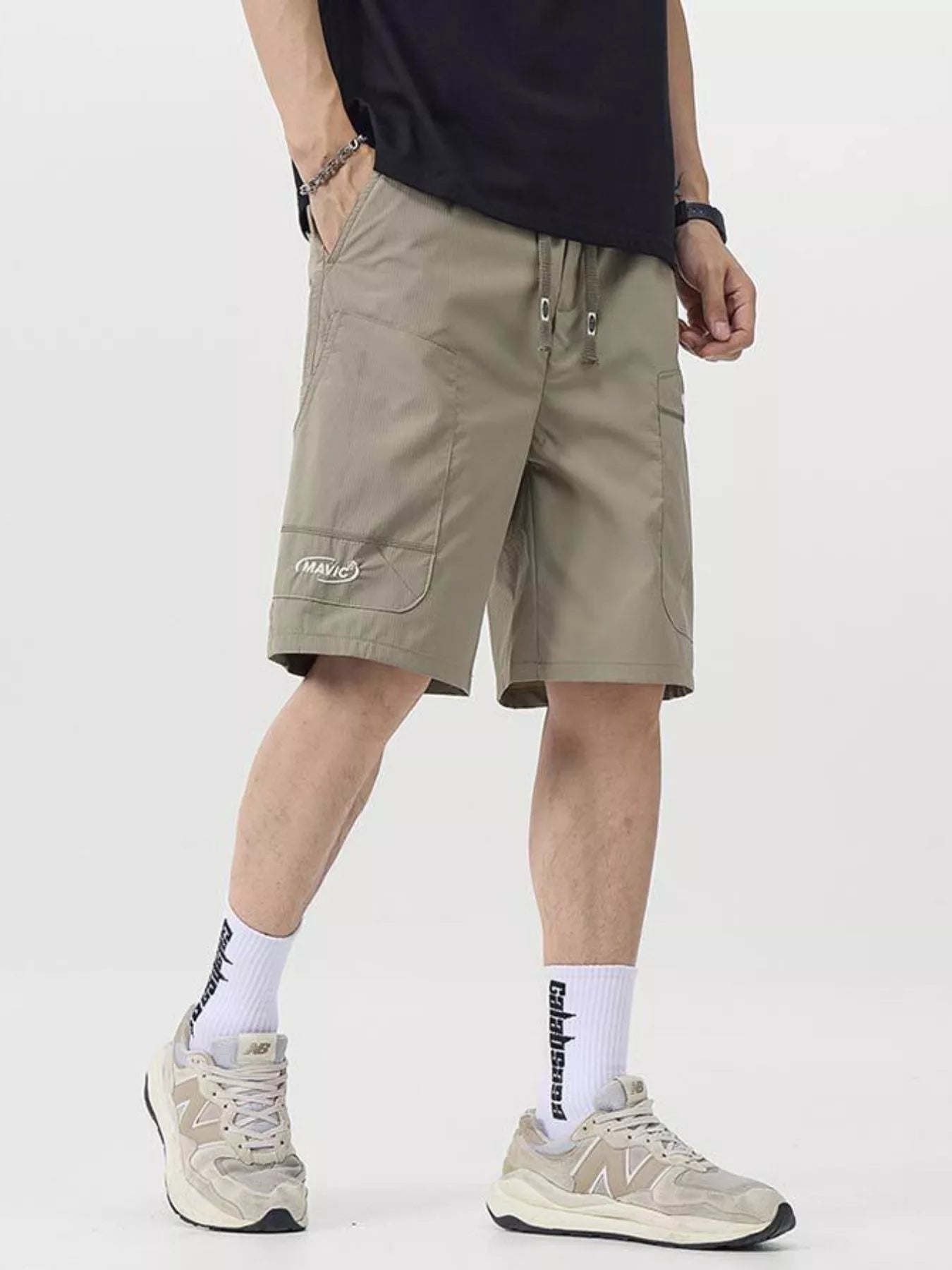 Men's Plus Size Drawstring Cargo Shorts Light Military Green / M 