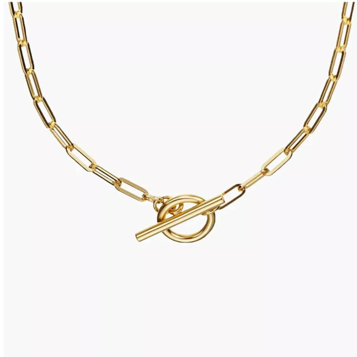 18K Gold-Plated Chain Link Toggle Clasp Necklace Gold / One Size 