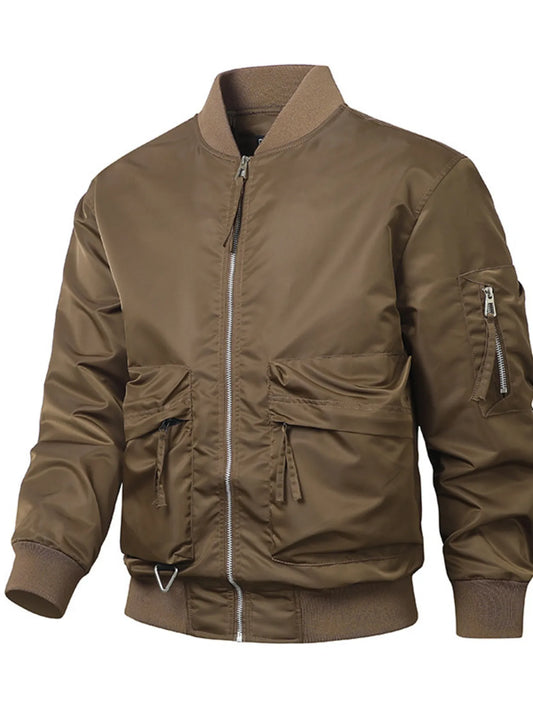 Men's Plus Size Zip Up Long Sleeve Jacket Black / M 