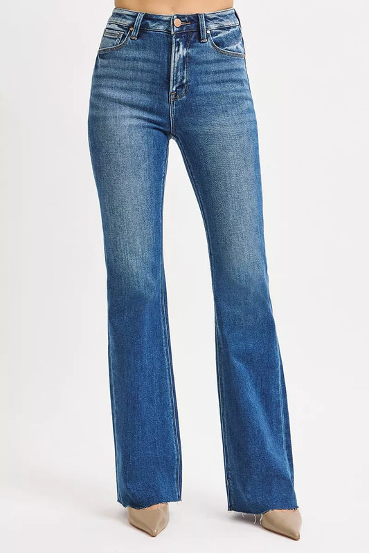 RISEN High Rise Flare Jeans DARK / 0 