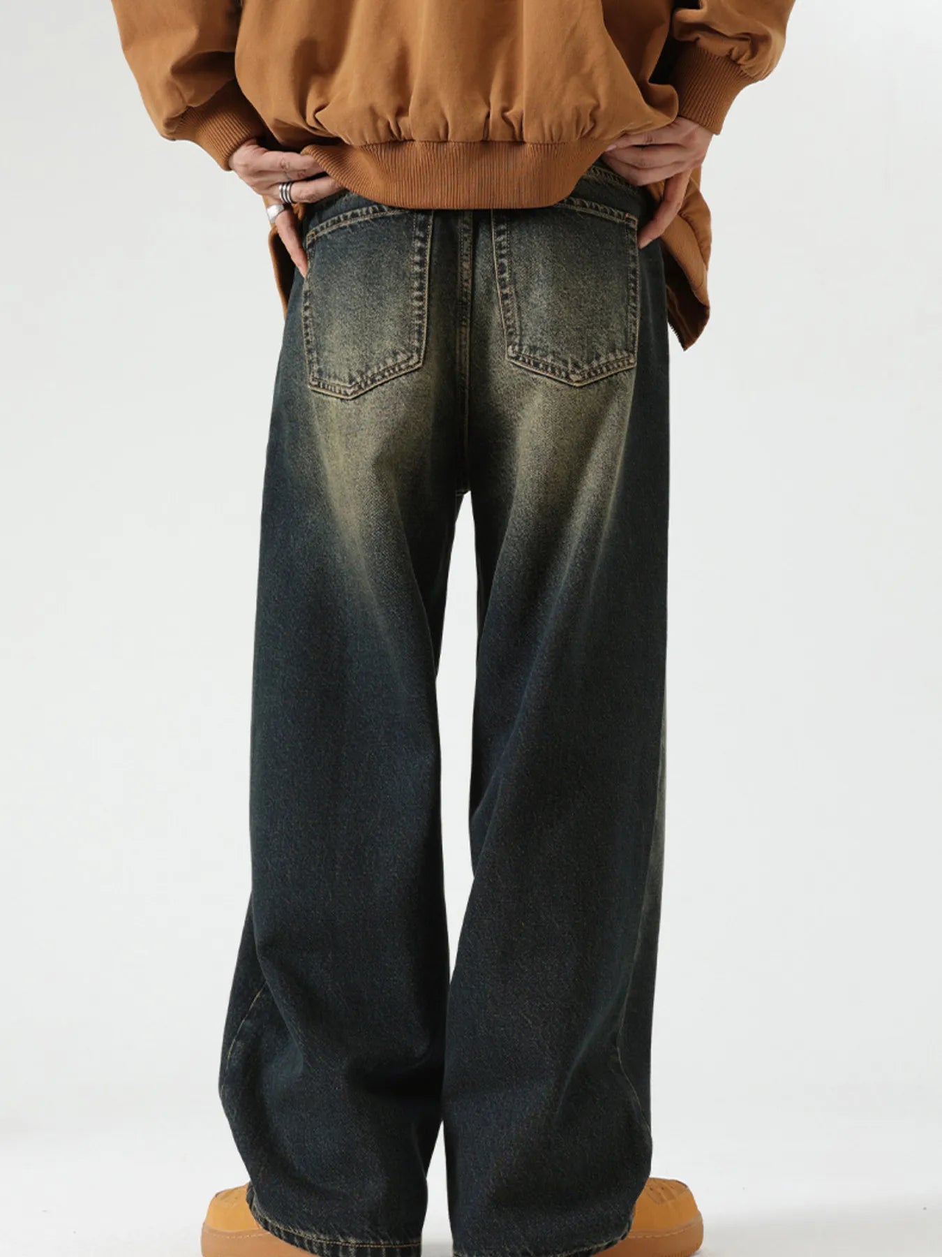 Men's Wide Leg Baggy Jeans Dark Blue / 28 