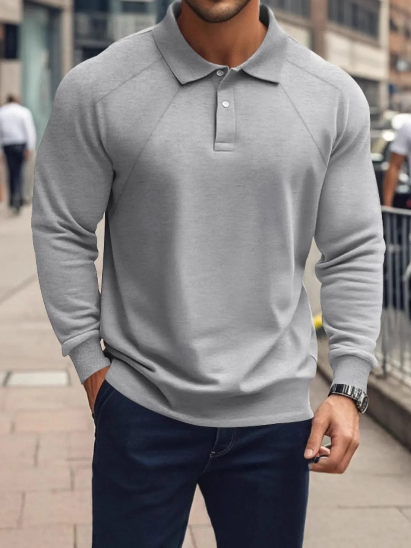Men's Full Size Classic Collar Long Sleeve Polo Plus Size White / S 