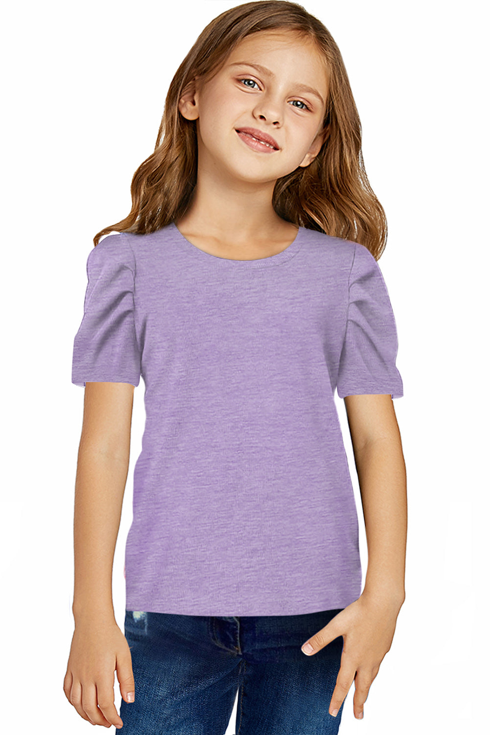 Round Neck Puff Sleeve T-Shirt Deep Red / S 