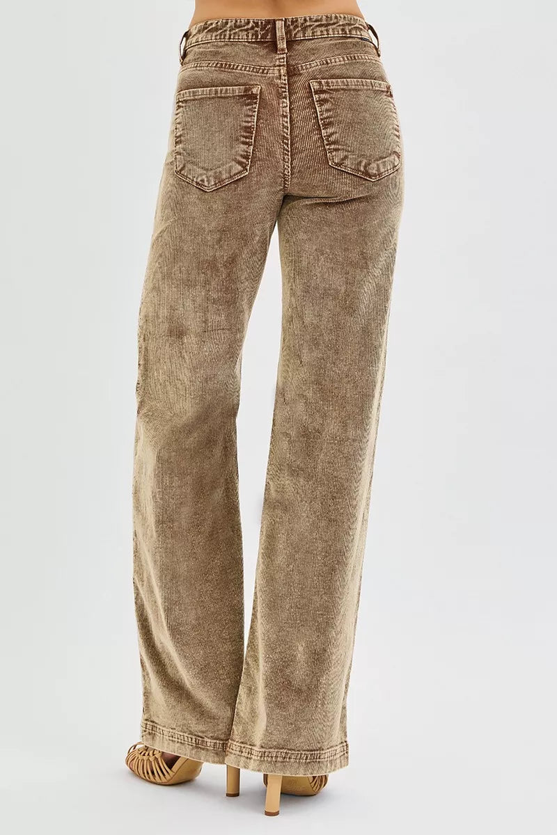 RISEN High Rise Wide Leg Corduroy Jeans MOCHA / 0 