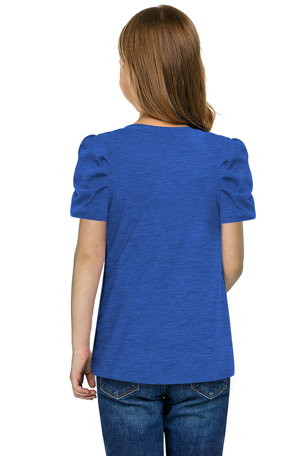 Round Neck Puff Sleeve T-Shirt Deep Red / S 