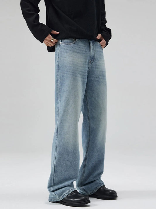 Men's Full Size Washed Wide Leg Jeans Plus Size Light Blue / S 
