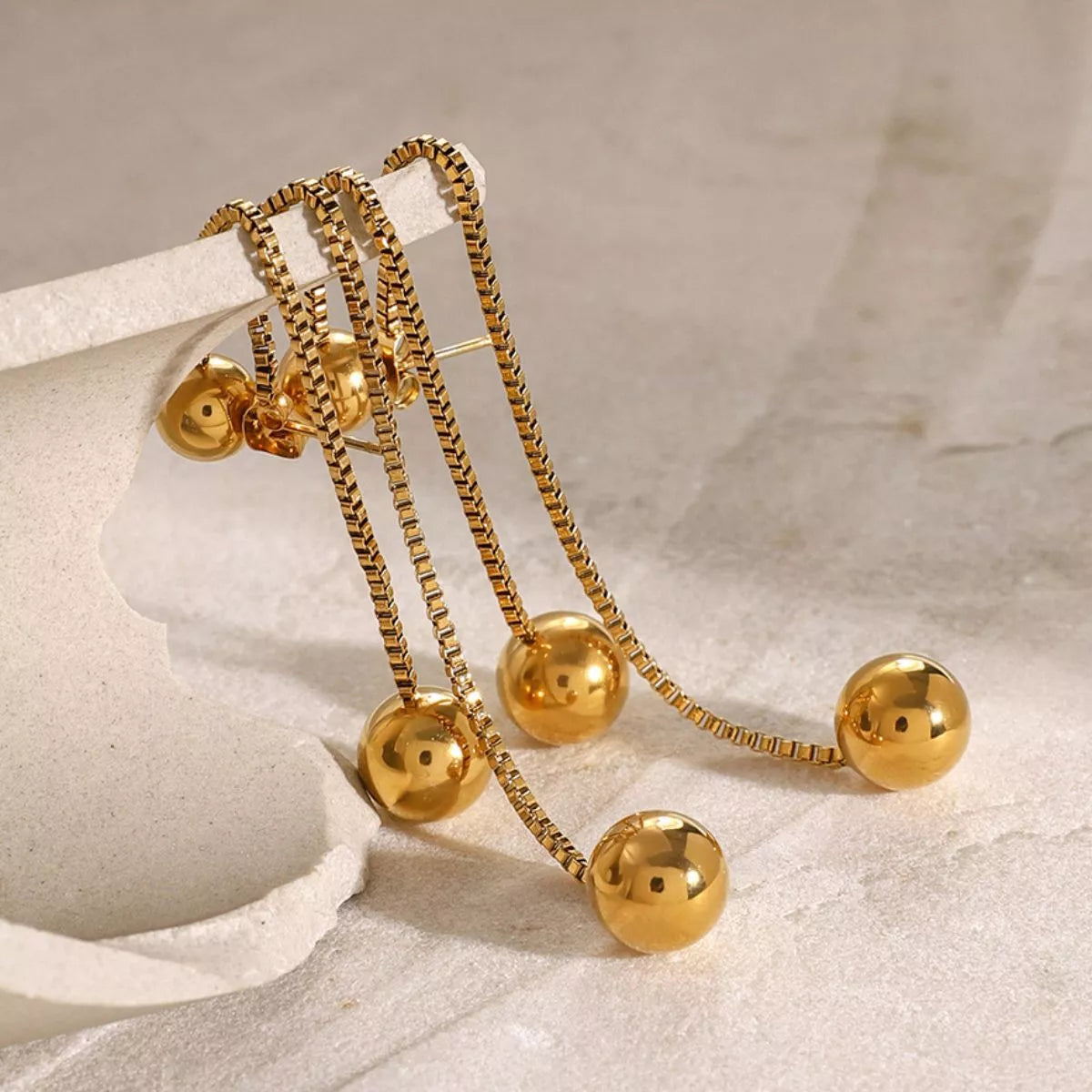 18K Gold-Plated Ball Drop Earrings Gold / One Size 