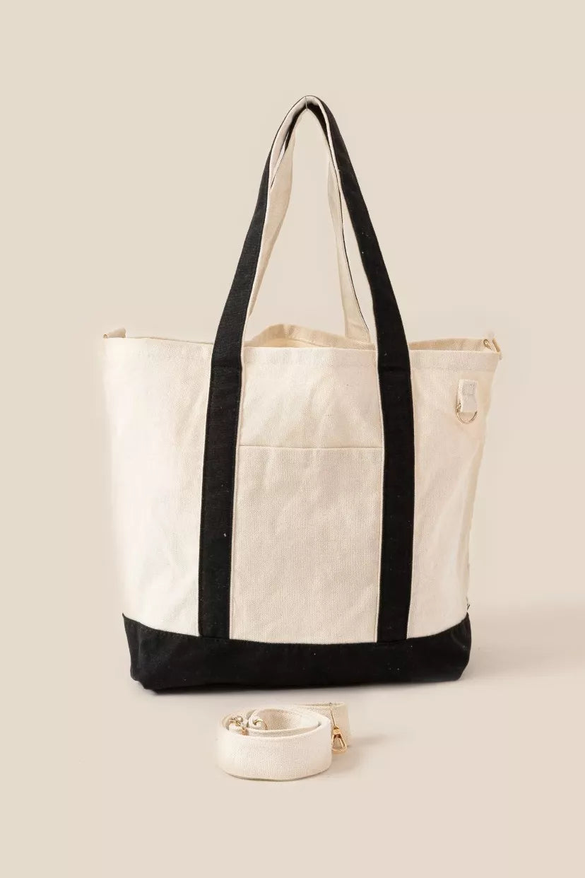 Fame Contrast Trim Tote Bag BK / One Size 