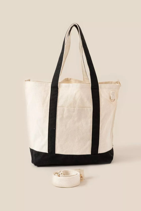 Fame Contrast Trim Tote Bag BK / One Size 