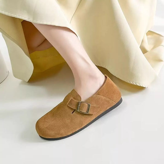 Round Toe Buckle Slip-Ons Maroon / 35 