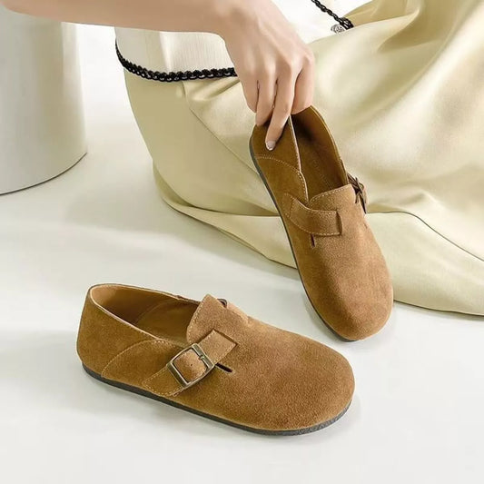 Round Toe Buckle Slip-Ons Maroon / 35 