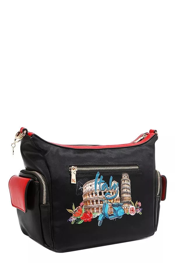 Nicole Lee USA Martha Travels Italy Multi Pocket Shoulder Bag MARTHA TRAVELS ITALY / OS 