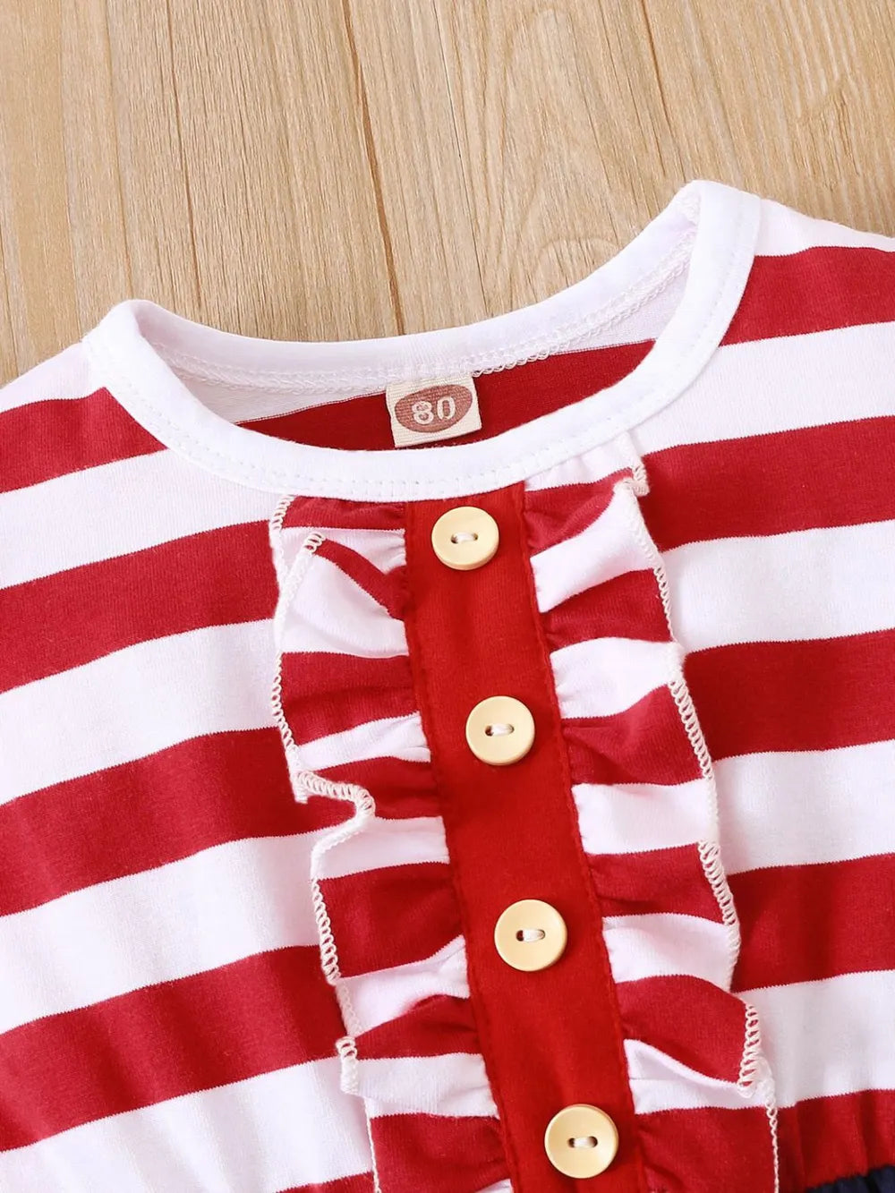 Striped & Stars Ruffled Round Neck Cap Sleeve Dress Red/Blue/White / 9-12M 