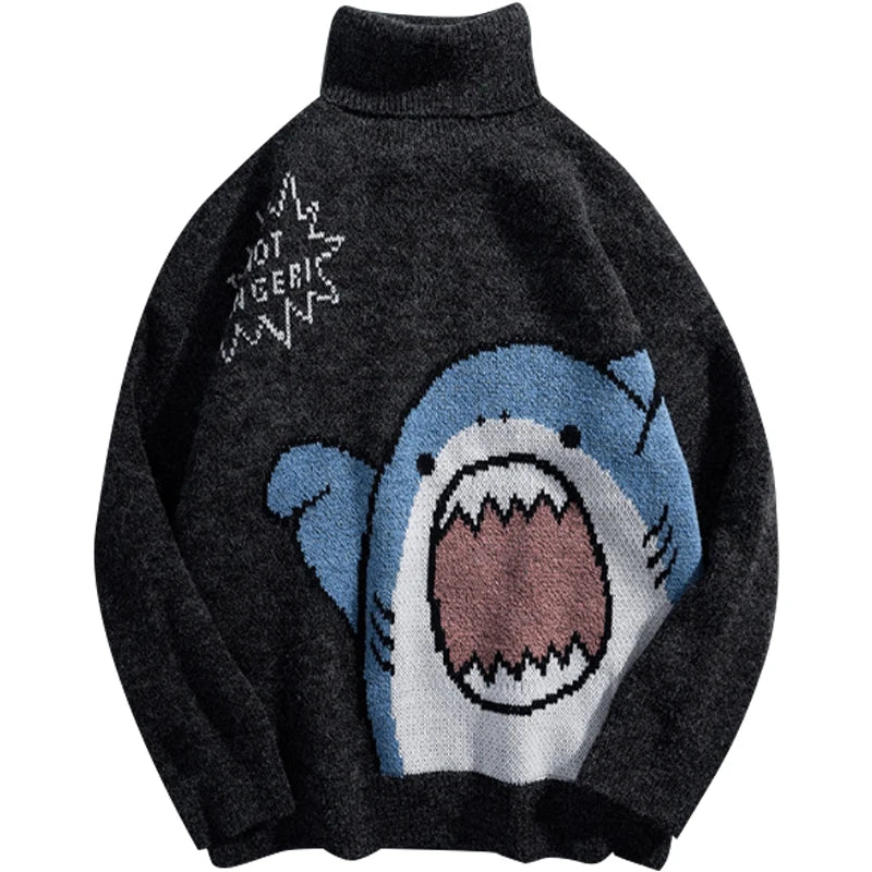 Jantiny© Kids Shark Sweater Turtleneck Black / L 