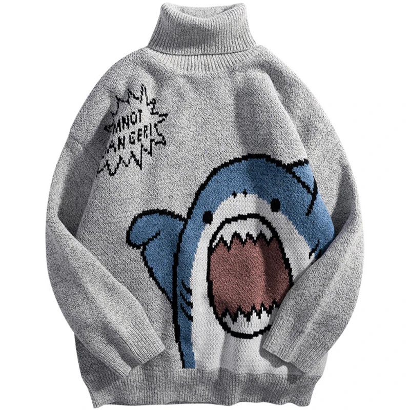 Jantiny© Kids Shark Sweater Turtleneck Black / L 