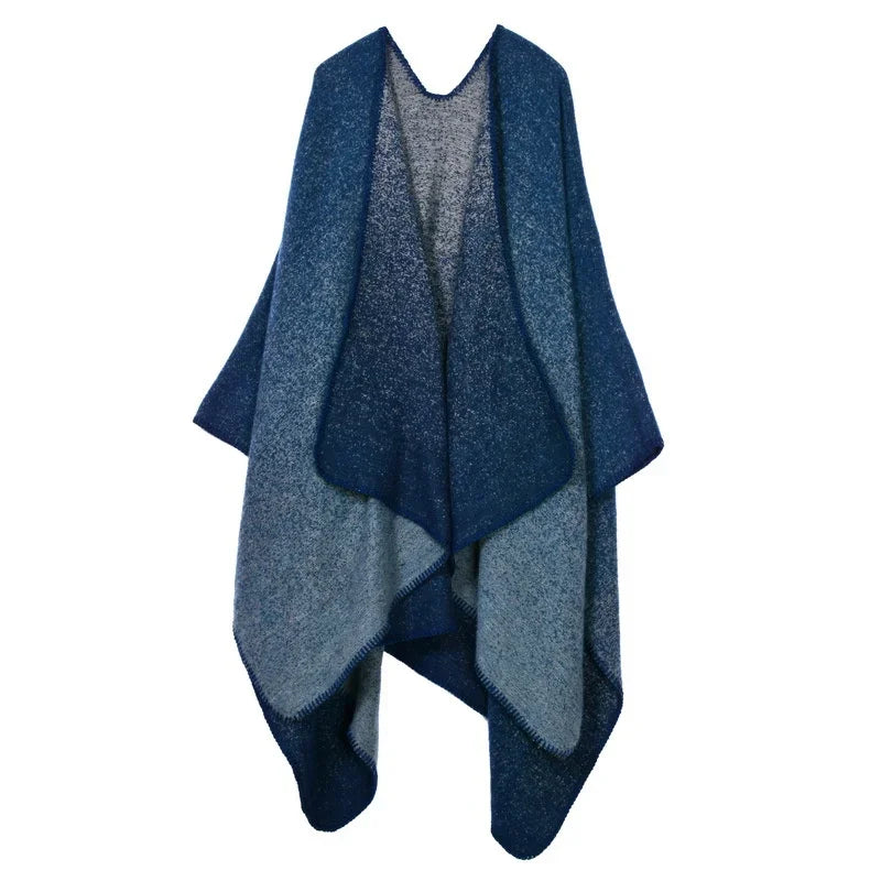 Jantiny© Women’s Winter Poncho & Scarf 5Leopard-black gray 