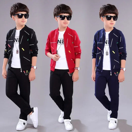 Jantiny© Big Boys 3-Piece Autumn-Winter Cotton Cartoon Tracksuit Red 2PS / 11T 