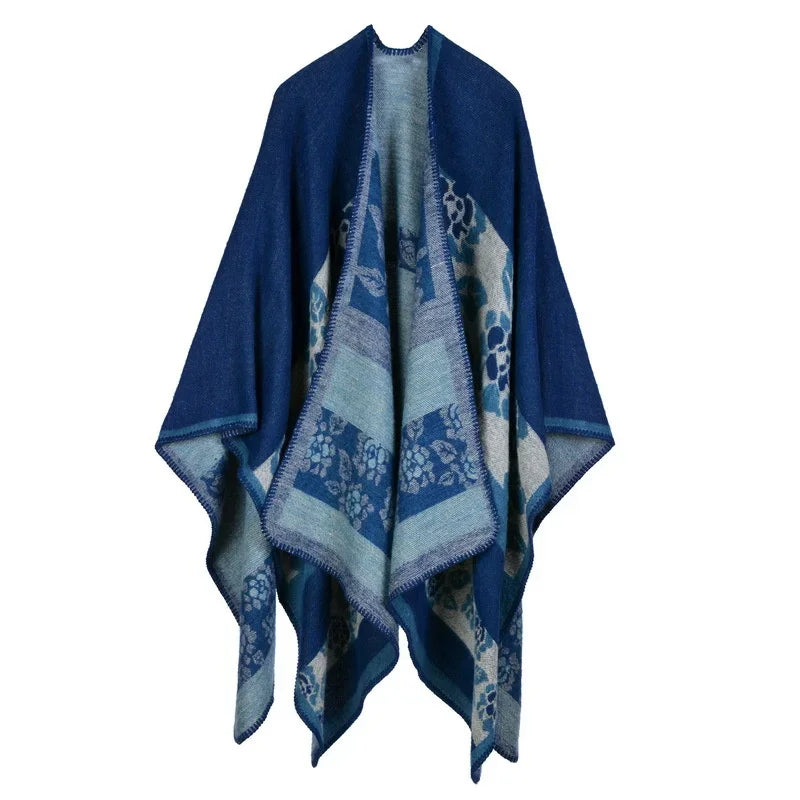 Jantiny© Women’s Winter Poncho & Scarf 5Leopard-black gray 
