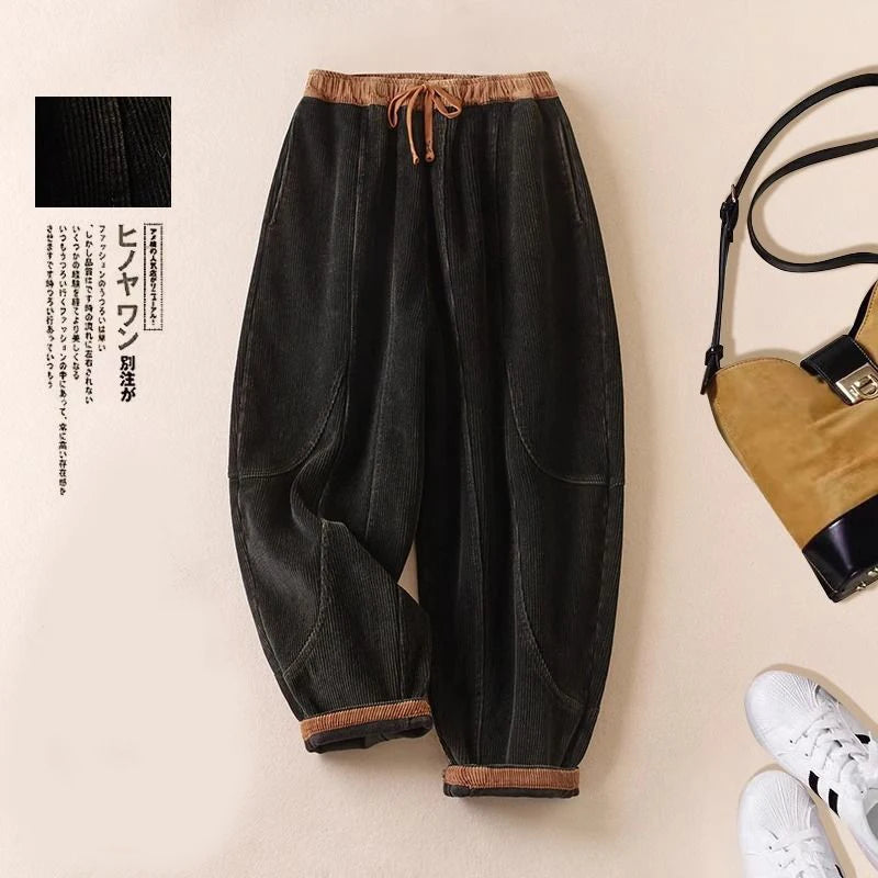 Jantiny© Women’s Corduroy Harem Pants caramel Autumn / S 