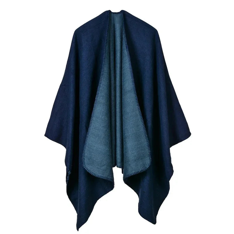 Jantiny© Women’s Winter Poncho & Scarf 5Leopard-black gray 