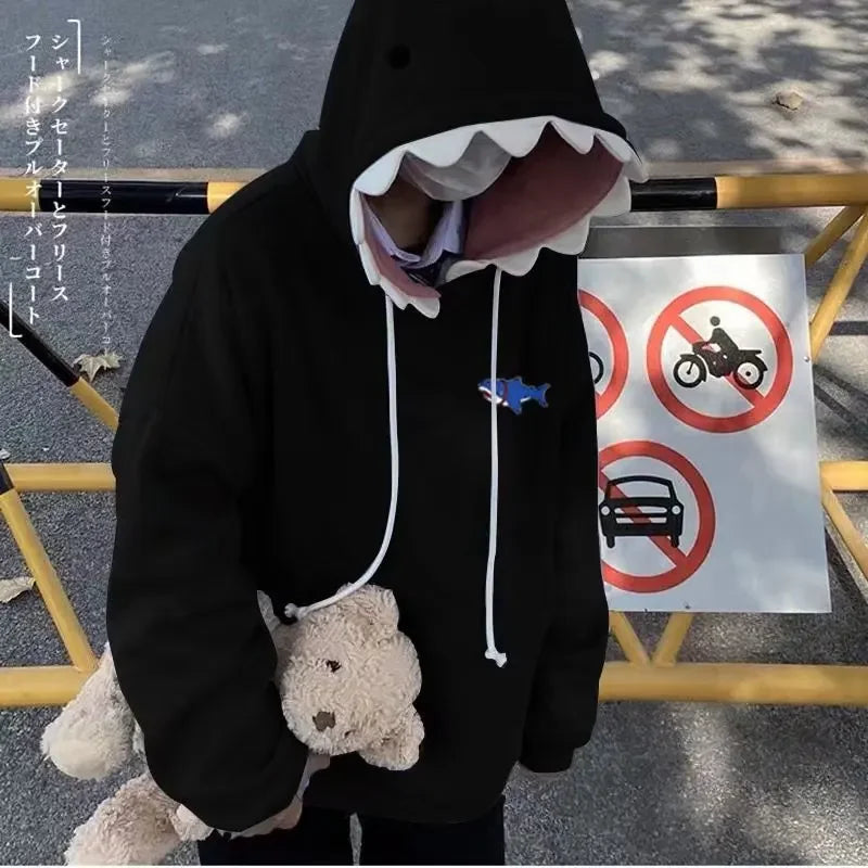 Jantiny© Trendy Couple Shark Head Hoodie 2XL / black 