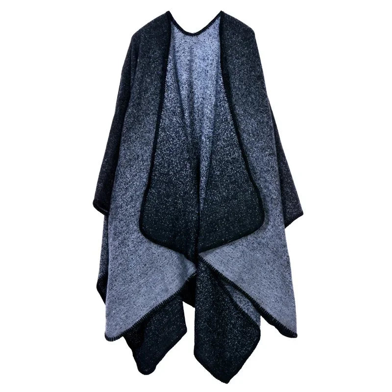 Jantiny© Women’s Winter Poncho & Scarf 5Leopard-black gray 
