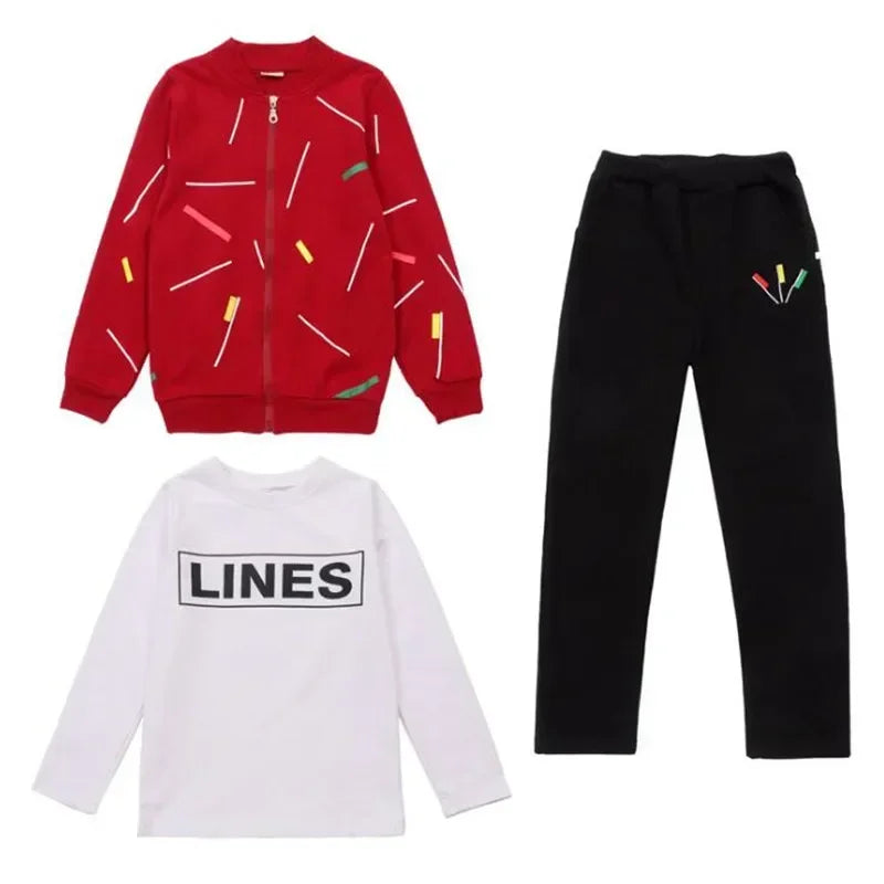 Jantiny© Big Boys 3-Piece Autumn-Winter Cotton Cartoon Tracksuit Red 2PS / 11T 