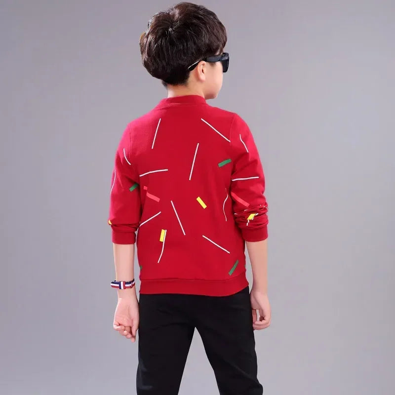 Jantiny© Big Boys 3-Piece Autumn-Winter Cotton Cartoon Tracksuit Red 2PS / 11T 