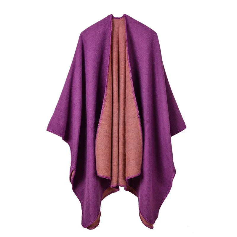 Jantiny© Women’s Winter Poncho & Scarf 5Leopard-black gray 