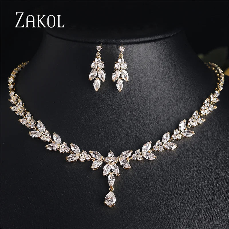 Jantiny© Luxury CZ Jewelry Set Gold Color C 
