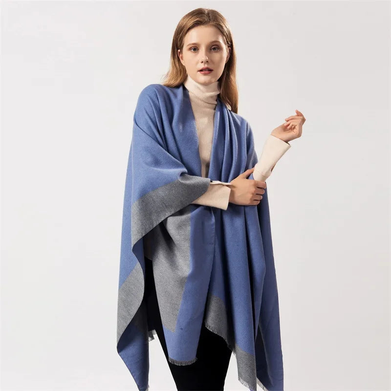 Jantiny© Women’s Winter Poncho & Scarf 5Leopard-black gray 