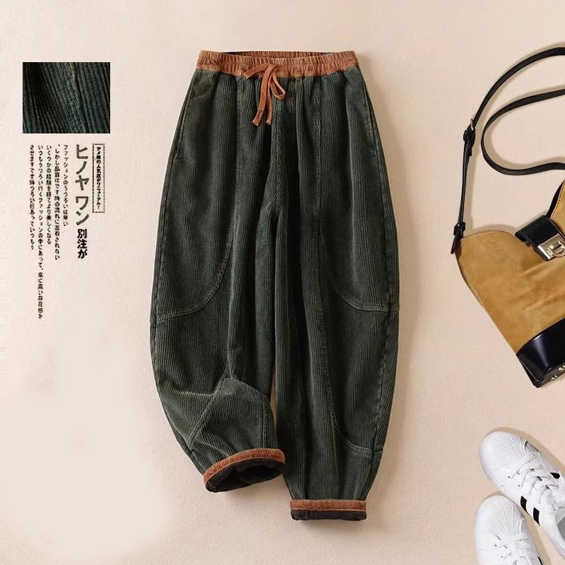 Jantiny© Women’s Corduroy Harem Pants caramel Autumn / S 