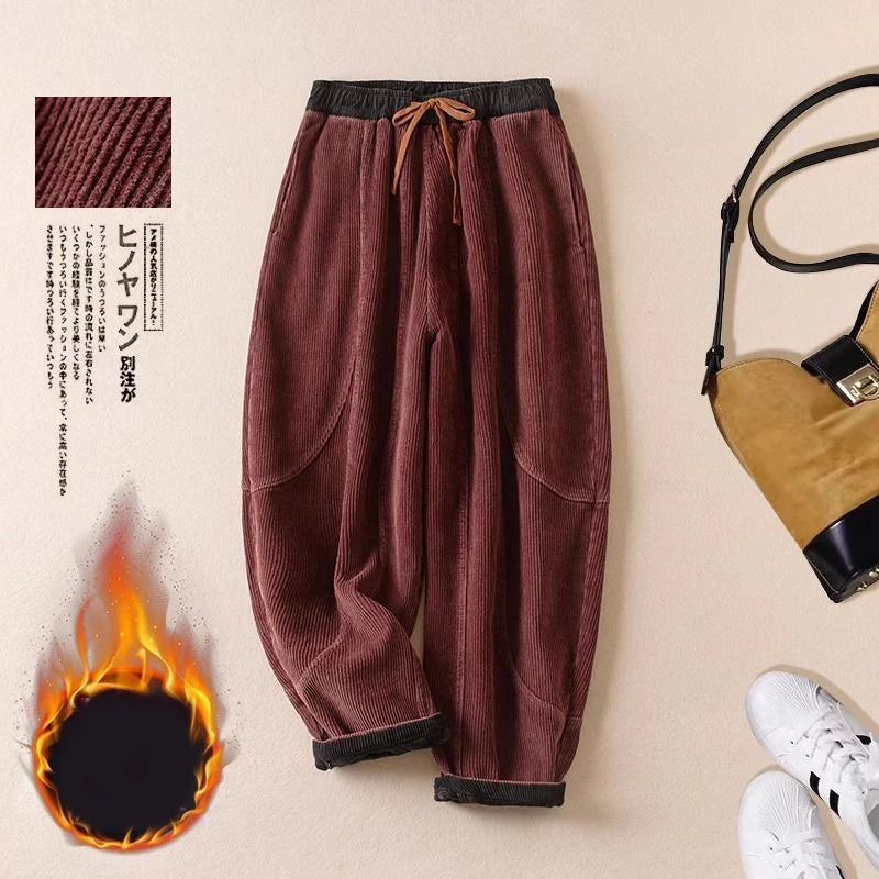 Jantiny© Women’s Corduroy Harem Pants caramel Autumn / S 