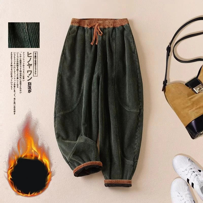 Jantiny© Women’s Corduroy Harem Pants caramel Autumn / S 