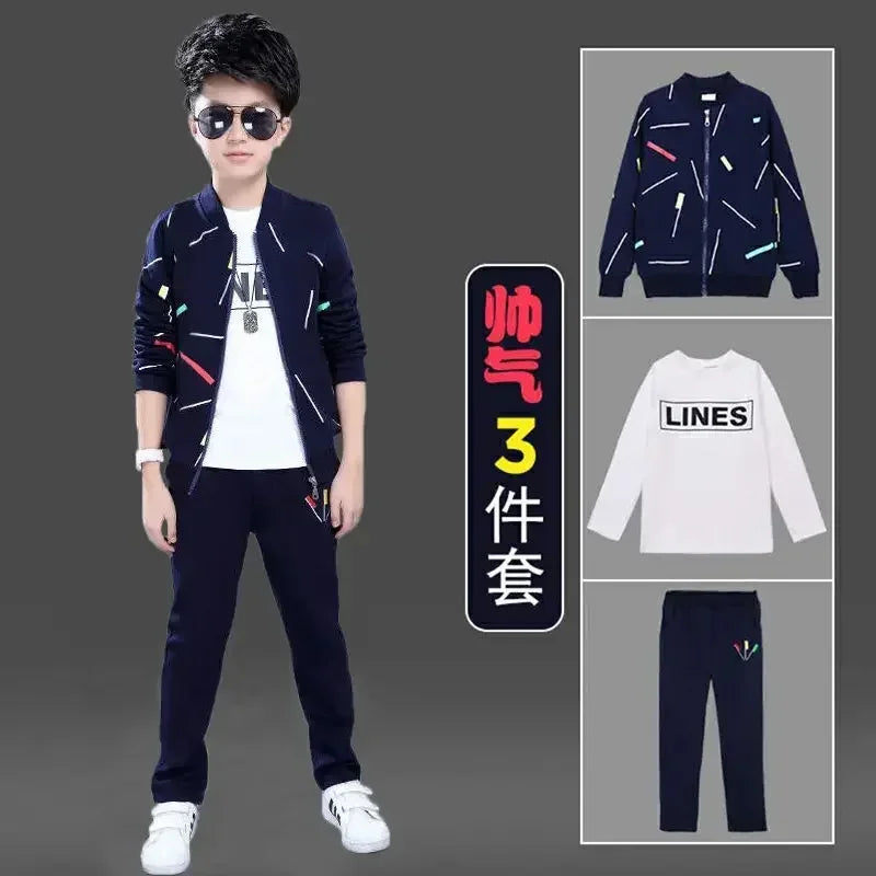 Jantiny© Big Boys 3-Piece Autumn-Winter Cotton Cartoon Tracksuit Red 2PS / 11T 