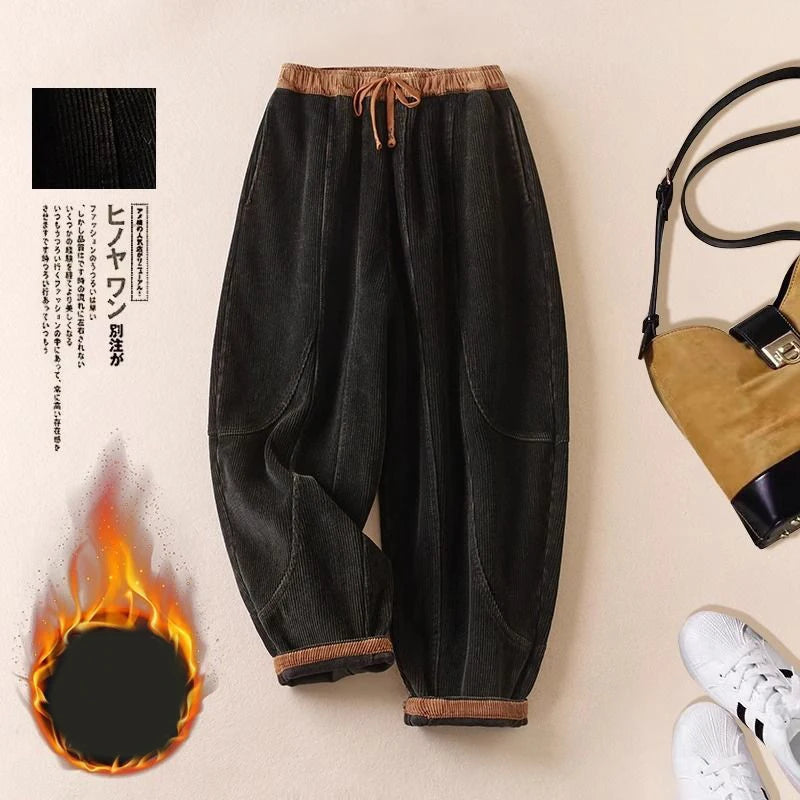 Jantiny© Women’s Corduroy Harem Pants caramel Autumn / S 