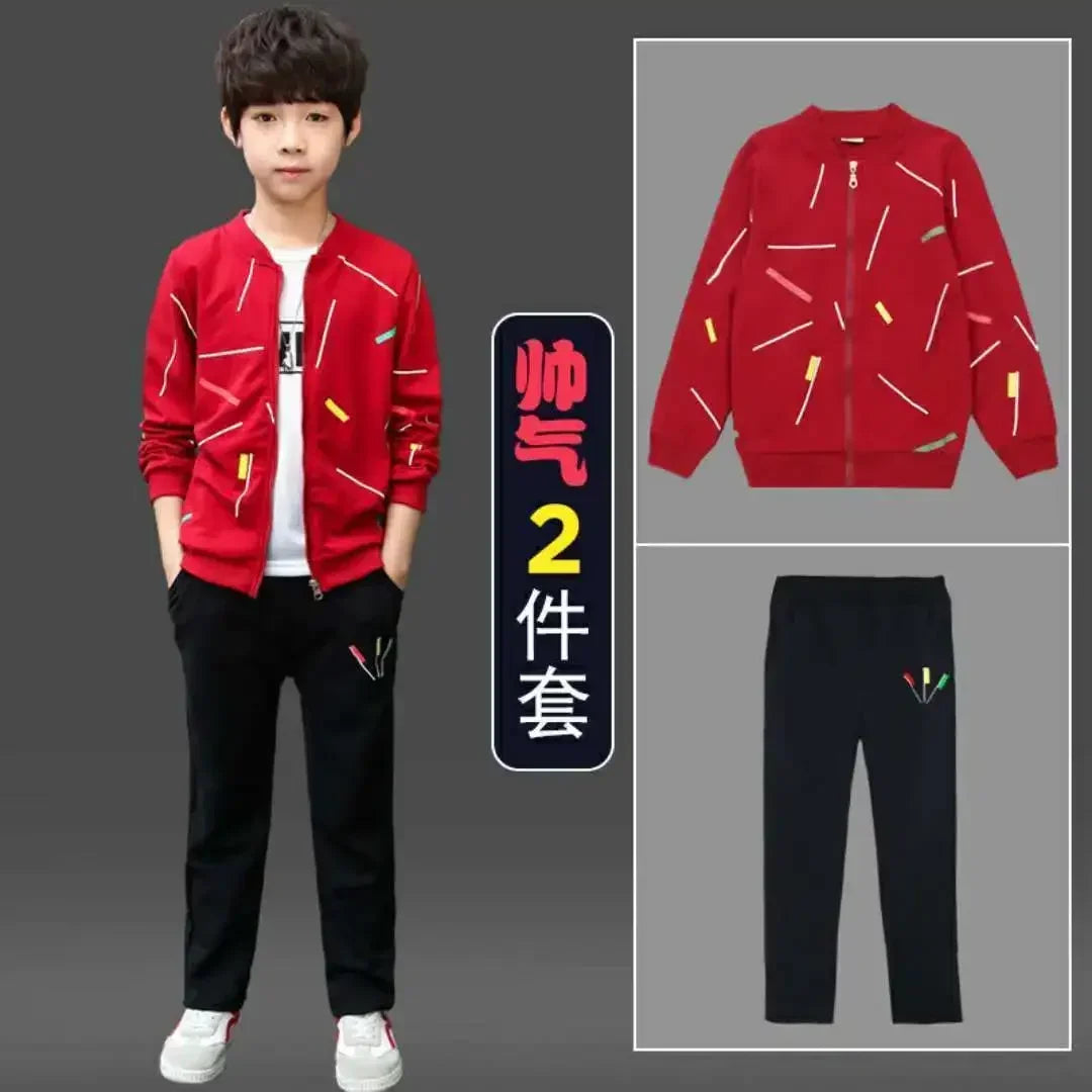 Jantiny© Big Boys 3-Piece Autumn-Winter Cotton Cartoon Tracksuit Red 2PS / 11T 