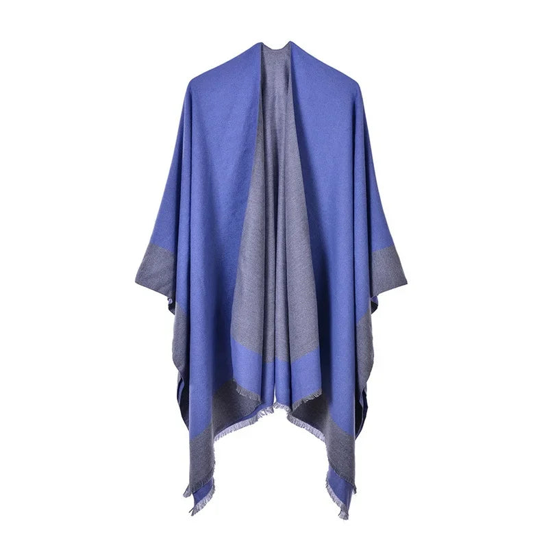 Jantiny© Women’s Winter Poncho & Scarf 5Leopard-black gray 
