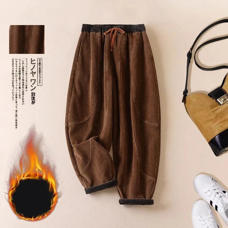 Jantiny© Women’s Corduroy Harem Pants caramel Autumn / S 