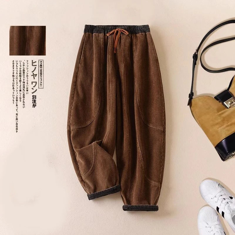 Jantiny© Women’s Corduroy Harem Pants caramel Autumn / S 