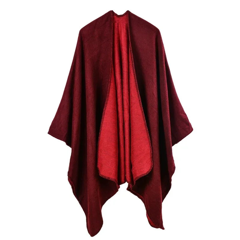 Jantiny© Women’s Winter Poncho & Scarf 5Leopard-black gray 