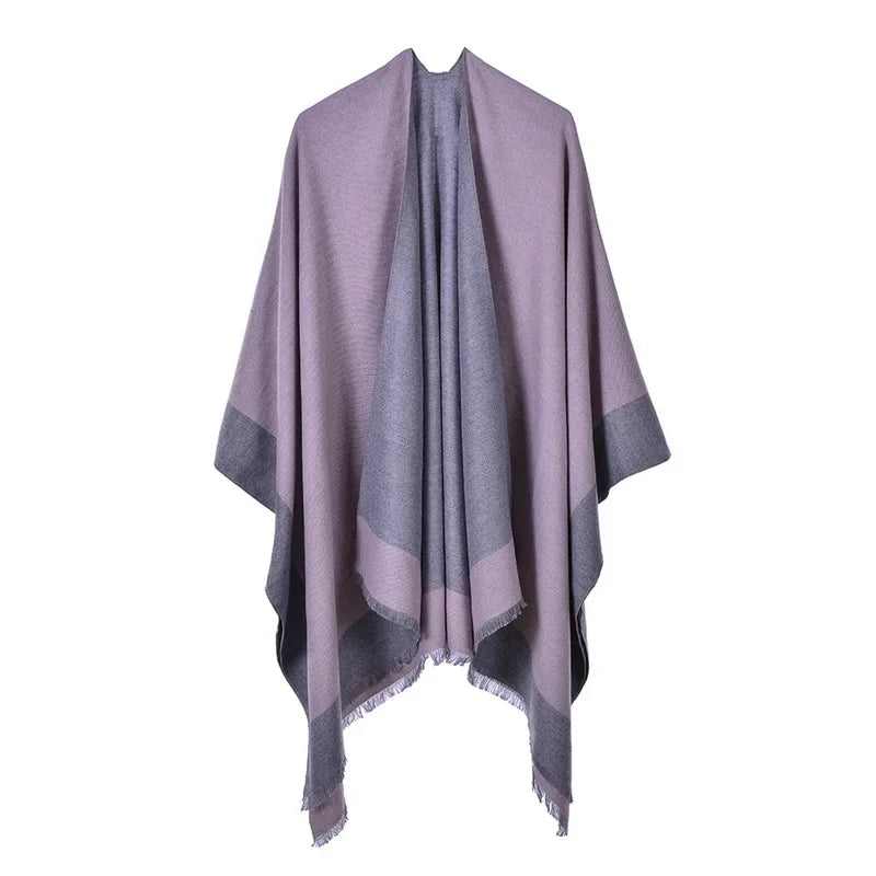 Jantiny© Women’s Winter Poncho & Scarf 5Leopard-black gray 