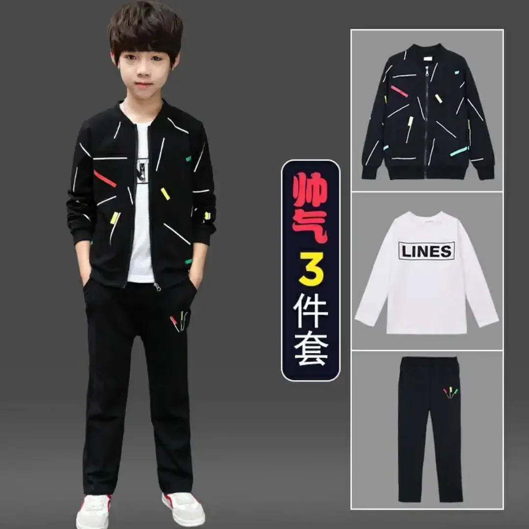 Jantiny© Big Boys 3-Piece Autumn-Winter Cotton Cartoon Tracksuit Red 2PS / 11T 