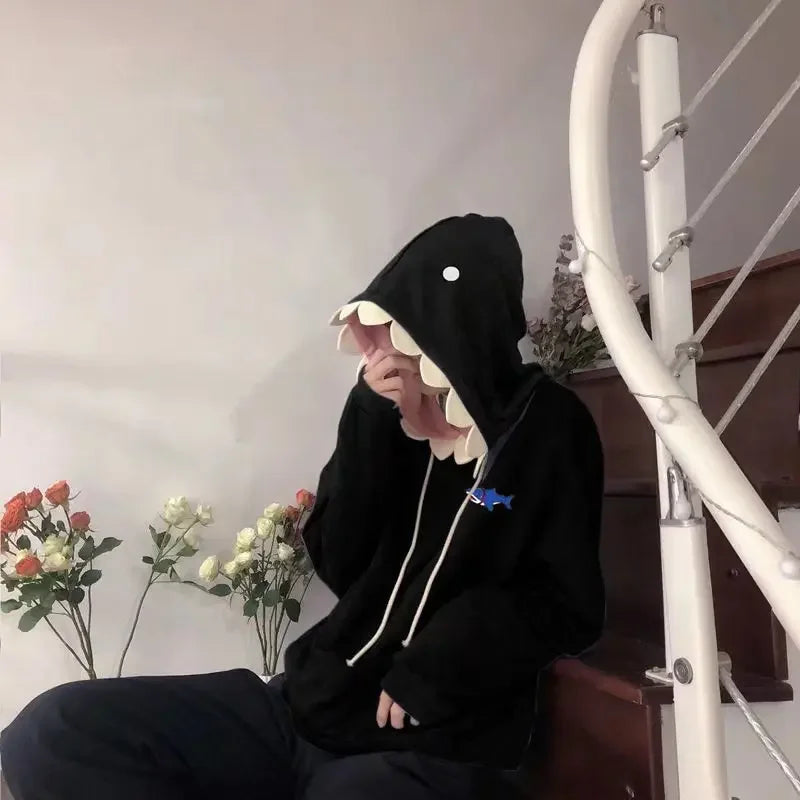 Jantiny© Trendy Couple Shark Head Hoodie 2XL / black 