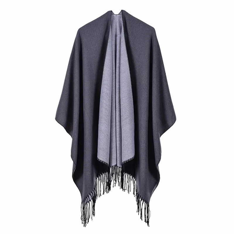 Jantiny© Women’s Winter Poncho & Scarf 5Leopard-black gray 