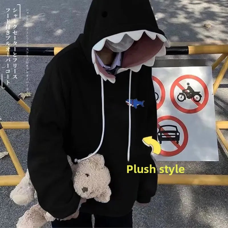 Jantiny© Trendy Couple Shark Head Hoodie 2XL / black 