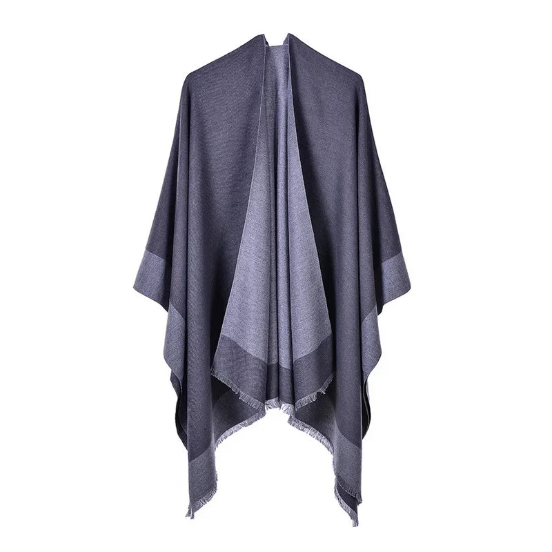 Jantiny© Women’s Winter Poncho & Scarf 5Leopard-black gray 